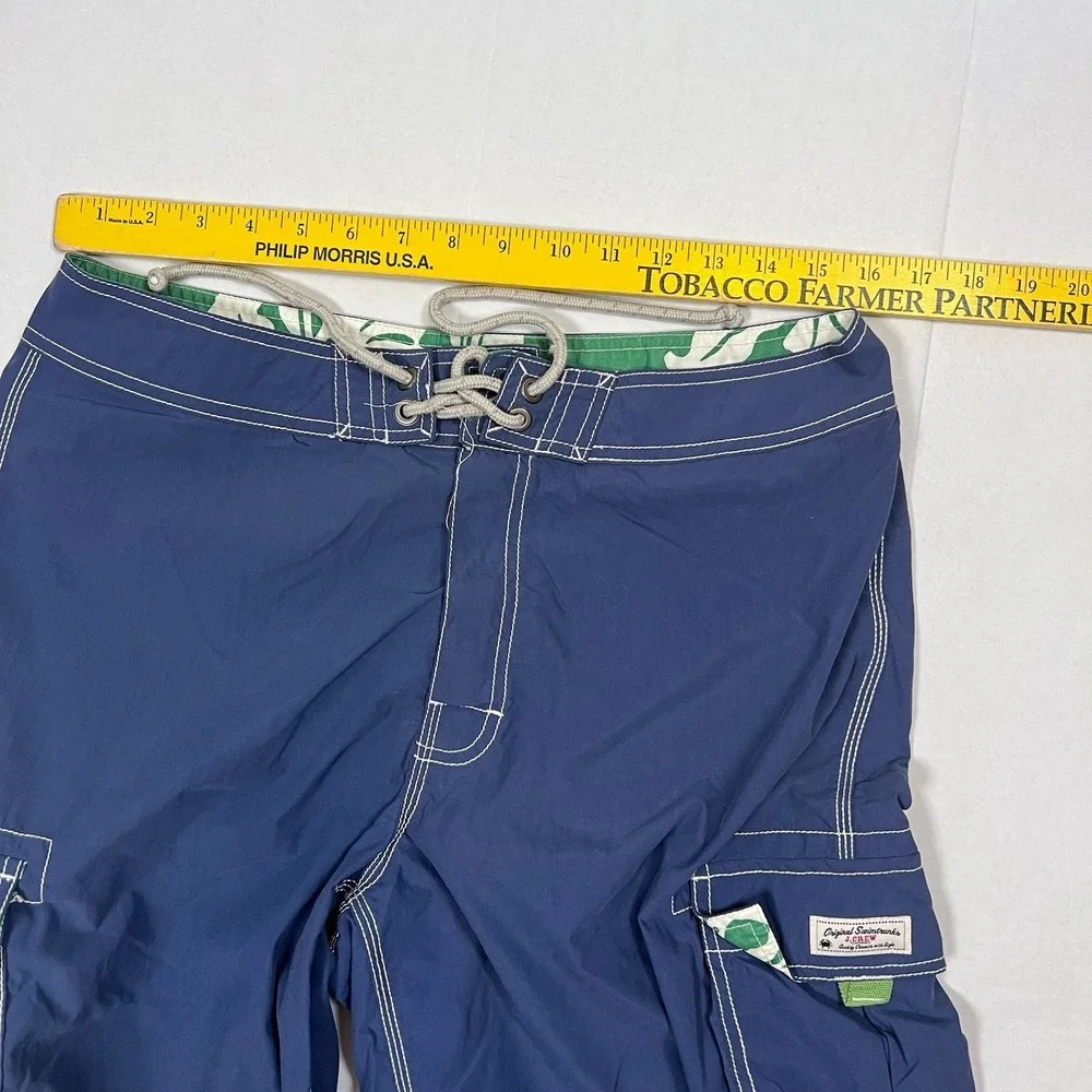 J. Crew Original Swimtrunks Men's Sz 32 Blue‎ Board Swim Trunks Cargo Pockets
